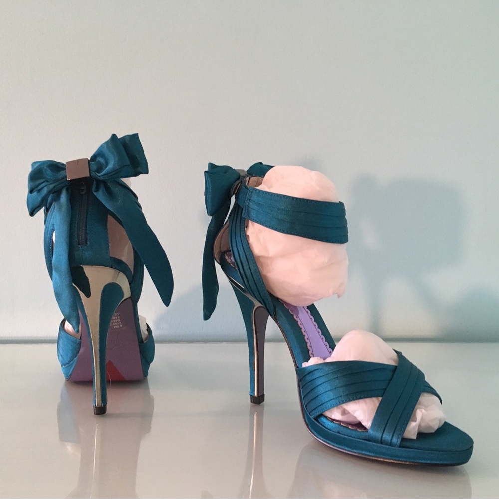 Luichiny Teal Satin Heels